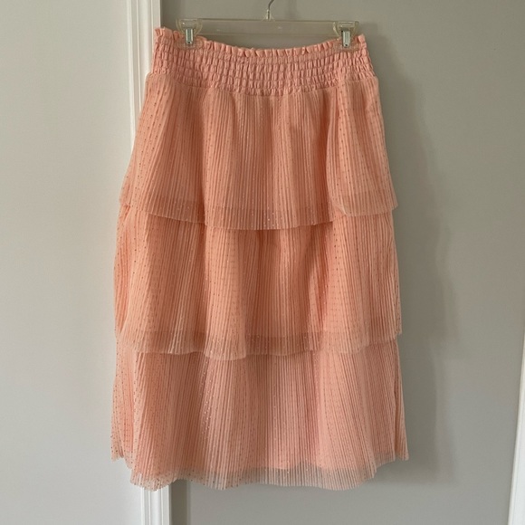 DR2 Dresses & Skirts - DR2 Pink Dotted Tiered Midi Skirt